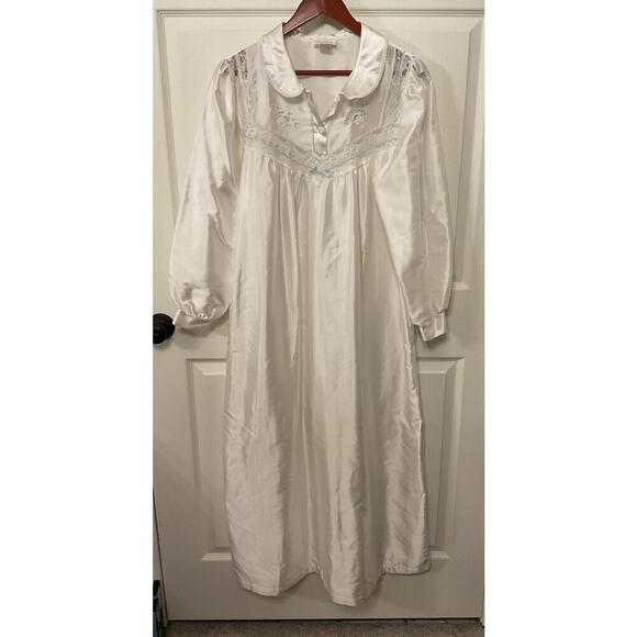 Barbizon Vintage Floral Embroidered Peter Pan Collar Lace Nightgown, L - Picture 2 of 6